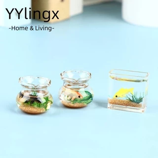 YYlingx Bể Cá Thu Nhỏ, Cá Giả Trang Trí Nhà Bể Cá Nhà Búp Bê, Thủy Tinh Mini Bể Cá Bát Nhà Trang Trí