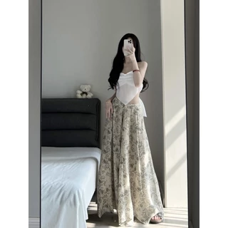 Raya baju raya raya baju raya Retro Hoa Chữ A Váy Dành Cho Nữ Mùa Hè Phong Cách Mới Nhẹ Nhàng Tính Khí Eo Cao Slimmin