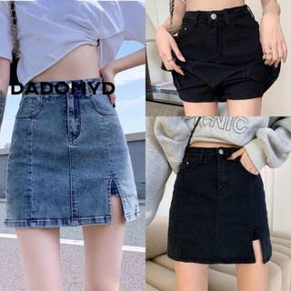 Váy Denim, Váy Jean mỏng mùa hè, Váy Mini co giãn eo cao cổ điển dành cho nữ