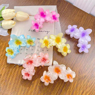 Kẹo Màu Hoa Kẹp Lớn Frangipani Đầu Lưng Tóc Cá Mập Kẹp Đi Biển Kỳ Nghỉ Phụ Kiện Tóc Mũ Đội Đầu