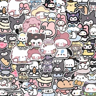 [107 Cái] Nhãn Dán Sanrio Hoạt Hình Dễ Thương Nhãn Dán Chống Thấm Nước Laptop\ Điện Thoại\ Vali Văn Phòng Phẩm Giấy Dán