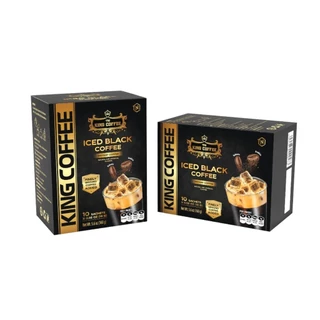 Cà Phê Hòa Tan Đen Đá Có Đường KING COFFEE  Hộp 160gr (10 gói x16g) Mạnh như cà phê rang xay