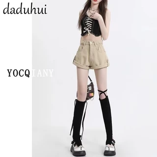 Daduhui New American Ins Khaki Overalls High Waist Loose Denim Shorts Women's Large Size Hot Pants