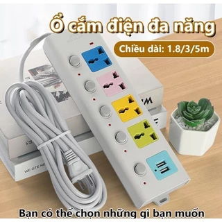 Ổ cắm điện 7 cổng sạc USB 2CAP USB và dây dài chất lượng cao ổ điện đa năng