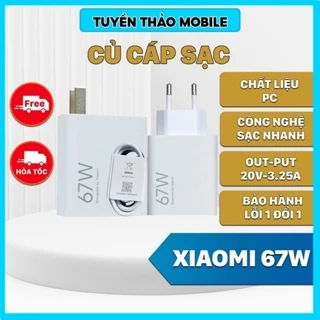 Củ, Cáp Sạc Nhanh Xiaomi 67W ( BH Lỗi 1 Đổi 1) - Công Nghệ Sạc Nhanh Mi Turbo Charge (Chân Tròn Hoặc Dẹt)