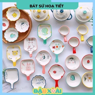 Bát sứ hoạ tiết ăn dặm cho bé dâu, cá, khủng long Đậu Xoài shop