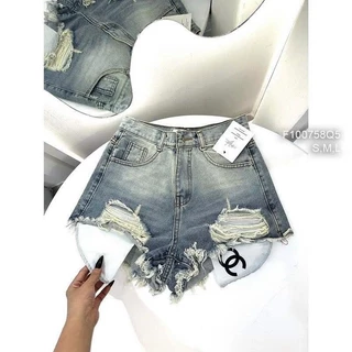 Quần short nữ vải jean rách túi lòi x bền đẹp dễ phối đồ , quần đùi jean nữ cạp cao 2 màu xanh, xám capnhatxuhuong