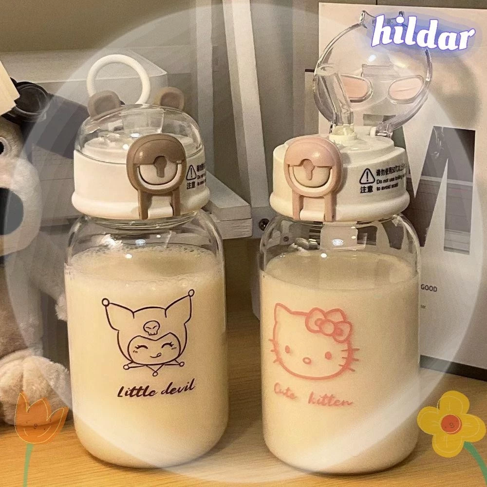 Bình Nước HILDAR Có Ống Hút, Cinnamoroll Kuromi Hoạt Hình Anime Bình Nước, Cốc Hoạt Hình Dễ Thương Có Ống Hút Chống Rò Rỉ Anime Uống Tumbler Trường Bé Trai Cô Gái