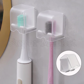 [Nổi bật] Giá đỡ bàn chải đánh răng điện có nắp - Giá đựng bàn chải đánh răng không đục lỗ - Kệ treo chống bụi chống nước - Móc lưu trữ phòng tắm tiết kiệm không gian