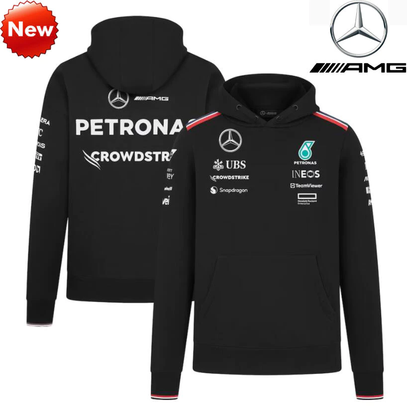 Bộ đồ đua F1 mới nhất 2024 + Áo Hoodie đội Mercedes AMG Petronas F1 2024 + Áo khoác dài tay mùa xuân cho nam và nữ