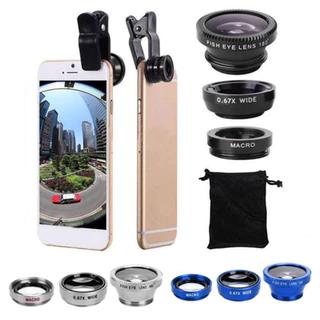 Camera điện thoại di động 3 trong 1 Fish Eye Macro Bộ ống kính góc siêu rộng có kẹp