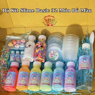 [BÁN CHẠY] Bộ Kit làm Basic Slime Cầu Vồng Pastel 32 Món - Kit làm Slime Cơ Bản Đủ Màu (Có hướng dẫn đầy đủ) D&B Slime