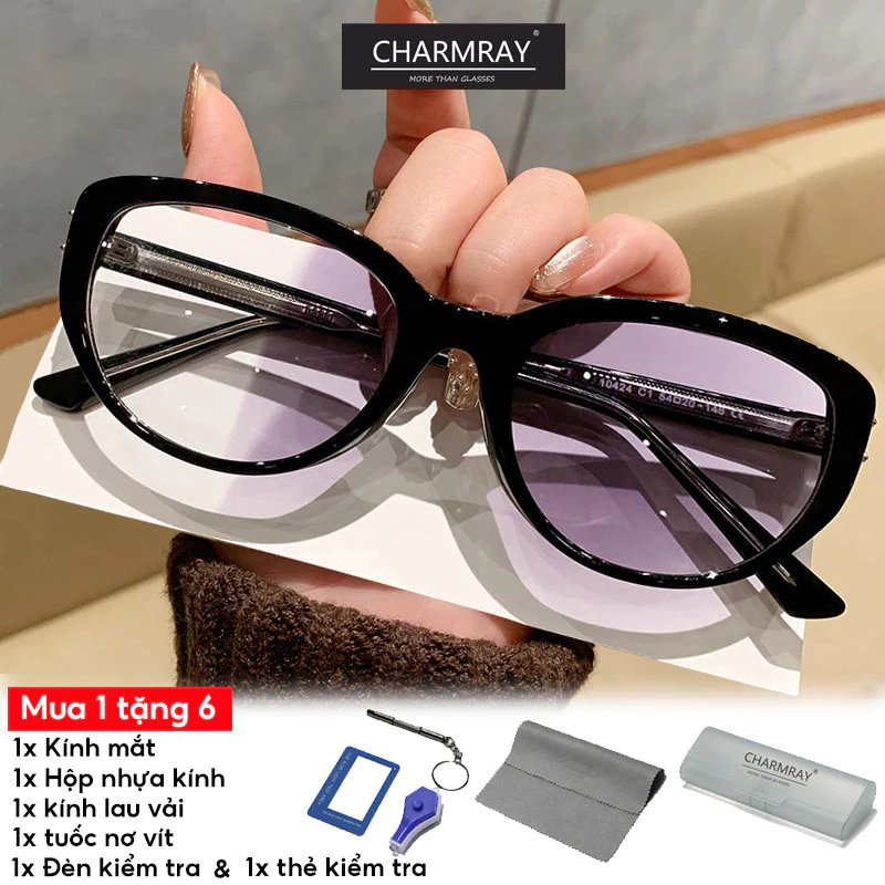 Charmray Máy Tính Kính Mắt Photochromic Cho Nữ Chặn Ánh Sáng Xanh TR90 Khung Mắt Mèo