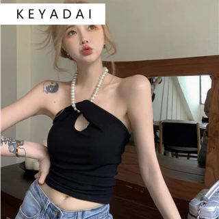 KEYADAI áo ba lỗ nữ áo phông áo thun nữ croptop baby tee Thời trang hàn quốc tráng lệ ins Thoải mái tráng lệ WBX24209WG 8Z240223