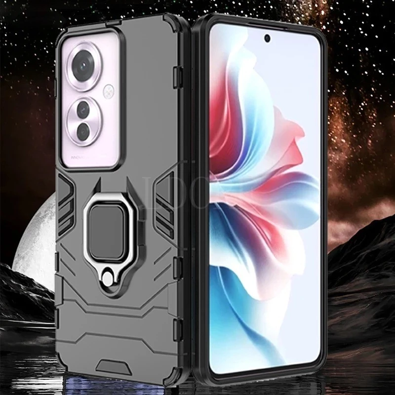 Ốp Giáp Sang Trọng Cho Oppo Reno 11F 5G 11 Pro Reno11 Pro 11Pro Reno11F 5G 2024 Vỏ Chống Sốc Cứng Giá Đỡ Vòng Bảo Vệ Ốp Lưng Vỏ Điện Thoại