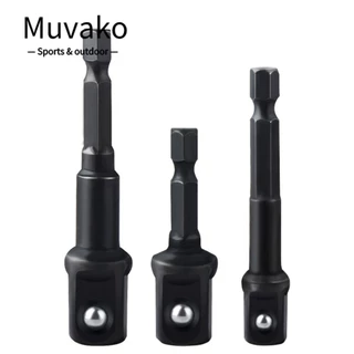 Muvako Bộ 3 ổ cắm cấp tác động Bộ chuyển đổi, 1 / 4 ", 3 / 8", 1 / 2 "Bộ chuyển đổi mũi khoan đen, Phốt phát có thể lựa chọn 73mm / 65mm / 50mm Cr-V Chuôi lục giác DIY