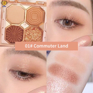 Phấn mắt đá quý 4 màu Matte Pearlescent Eyeshadow Plate Flash Earth Color With Sequins Mỹ phẩm mắt lâu trôi Công cụ trang điểm quyến rũ MM