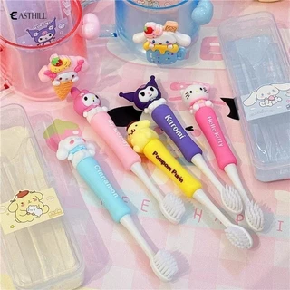 Dễ DÀNG Bàn chải đánh răng trẻ em Sanrio dễ thương Silica Gel hoạt hình Kuromi Hello Kitty Cinnamoroll Không làm tổn thương kẹo cao su Hộ gia đình Bàn chải đánh răng tóc mềm