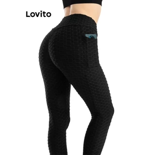 Lovito Quần legging thể thao bỏ túi trơn thể thao cho nữ LNL55336