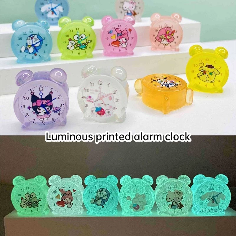 🏵️🏵️ Dễ Thương Đồng Hồ Báo Thức mini Bằng Nhựa resin Dạ Quang diy Để Bàn Trang Trí Phòng Ngủ / Chậu Cây Cảnh/Xe Hơi