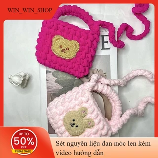 Túi xách đeo chéo nữ mini handmade từ len nhung đũa siêu kute( Hàng có sẵn )