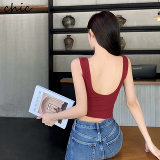 Lưng Thấp Có Đệm Xe Tăng Top Áo Camisoles Singlet Áo Ngực Top U Lưng