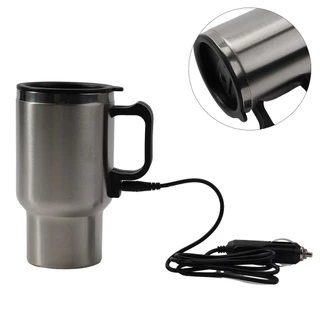 [Top] Cốc sưởi ấm bằng thép không gỉ trên ô tô 500ML Ấm đun nước cà phê du lịch 12V Cốc sưởi ấm