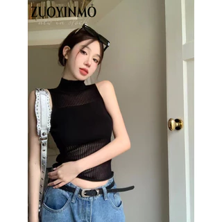 ZUOYINMO áo croptop Áo 2 dây áo ba lỗ Thời trang hàn quốc chic may đo cổ điển Thoải mái WMJ2430H7T 12Z240320