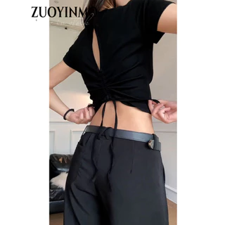 ZUOYINMO áo phông áo thun nữ croptop baby tee Phong cách Stylish Trendy Thời trang WCS2430NLJ 13Z240327