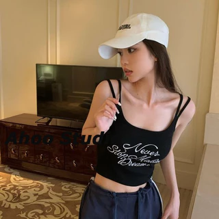 Ahoo áo croptop Áo 2 dây áo ba lỗ Thời trang hàn quốc độc đáo rực rỡ Gợi cảm Fashion A20K0J4 14Z240403