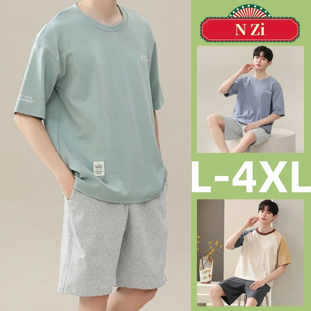 L-4xl Bộ Đồ Ngủ Nam Modal Plus Kích Thước Bộ Đồ Ngủ Cotton Mùa Hè Tay Ngắn Đồ Ngủ Người Màu Trơn Phong Cách Đơn Giản Loungewear Mỏng