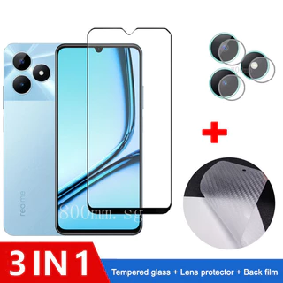 Kính Cường Lực 3 Trong 1 Full Cover Bảo Vệ Màn Hình Cho Realme Note 50 C67 5G 4G C55 C53 C51 C35 C33 C31 C30 C30S C25 Phim Kính Và Phim Mặt Sau Bảo Vệ Camera