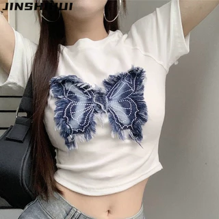 JINSHIHUI áo phông áo thun nữ croptop baby tee Thời trang Dễ thương Comfortable Hàn Phong WTX243064L 10Z240307