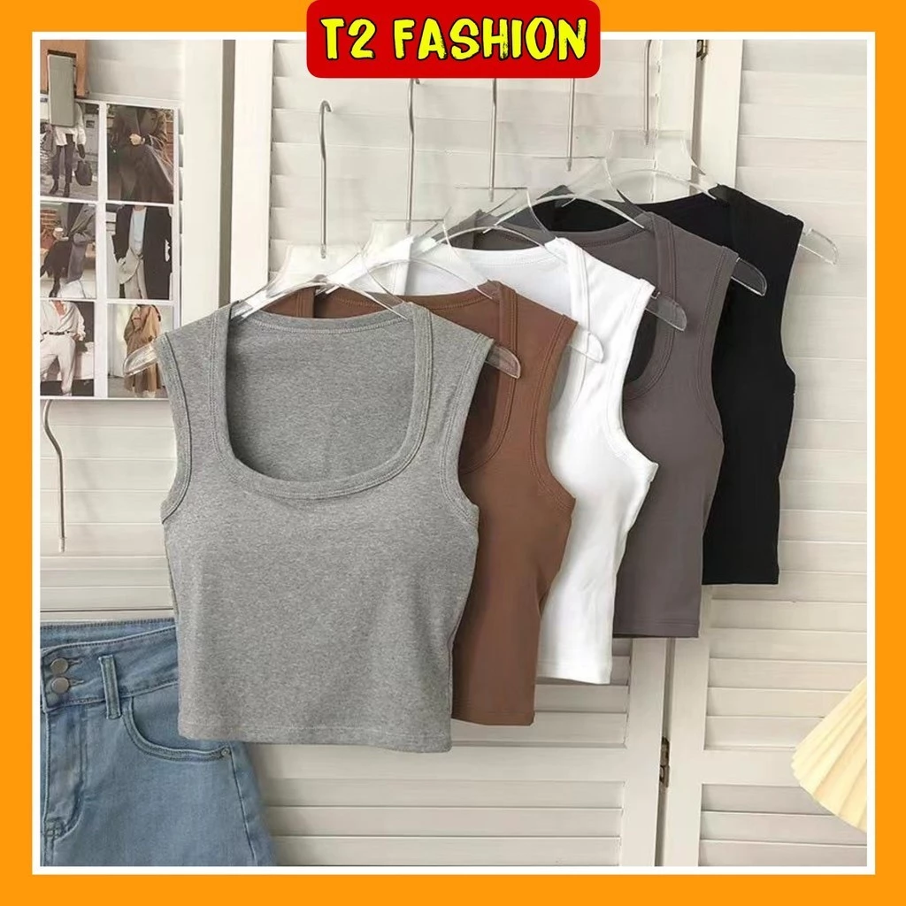 Áo ba lỗ nữ, áo Tank Top (Có Đệm V1) cổ vuông hàng QC T016