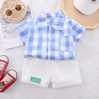 Bộ Quần Áo Trẻ Em Mùa Hè Cổ Áo Sơ Mi Cotton + Quần Short 2 Chiếc Quần Áo Trẻ Tập Đi Dễ Thương