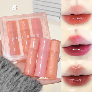 Gege Bear Ripple Water Gloss Lip Glaze Gương làm trắng Son môi dưỡng ẩm