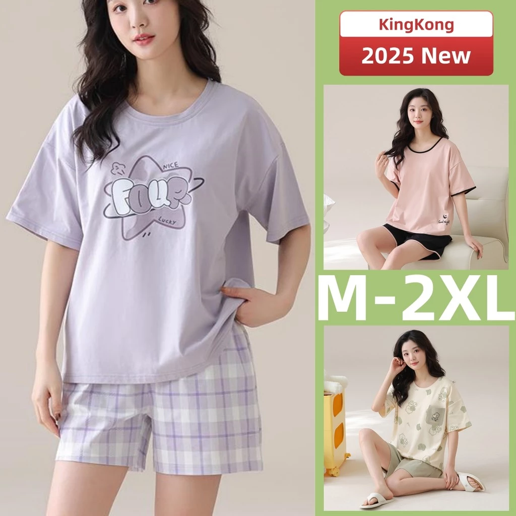 Bộ Đồ Ngủ Nữ Cotton Tay Ngắn Thoải Mái Thoáng Khí Mặc Nhà Mùa Hè