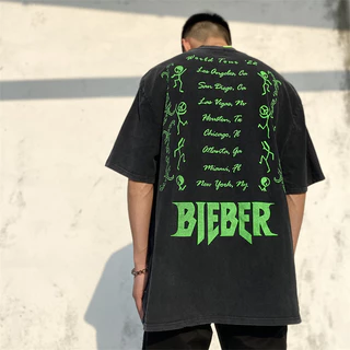 Ch style # BIEBER Purpose Tour "New World" New Order Limited Heavy Duty Crafted Old Wash Craft High Street Tay ngắn