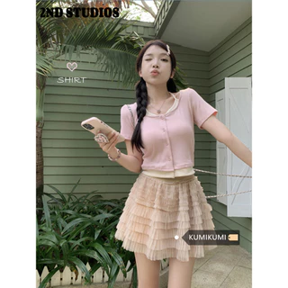 2ND STUDIOS áo phông áo thun nữ croptop baby tee INS Hàn Phong thời trang Thời trang WTX2430KVQ 12Z240321