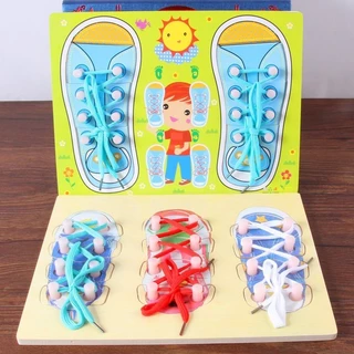 New Product#Kindergarten Children's Lace-up Practice Teaching Aids Montessori Small Class Living Area Learning Binding and Wearing Action Training Educational Toys3wu