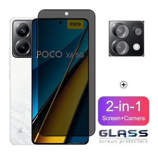 Kính cường lực riêng tư 2 trong 1 Poco X6 5G Bảo vệ màn hình toàn diện chống gián điệp cho Xiaomi Poco X6 M6 C65 X5 Pro 4G 5G Bảo vệ Camera có kính Flim