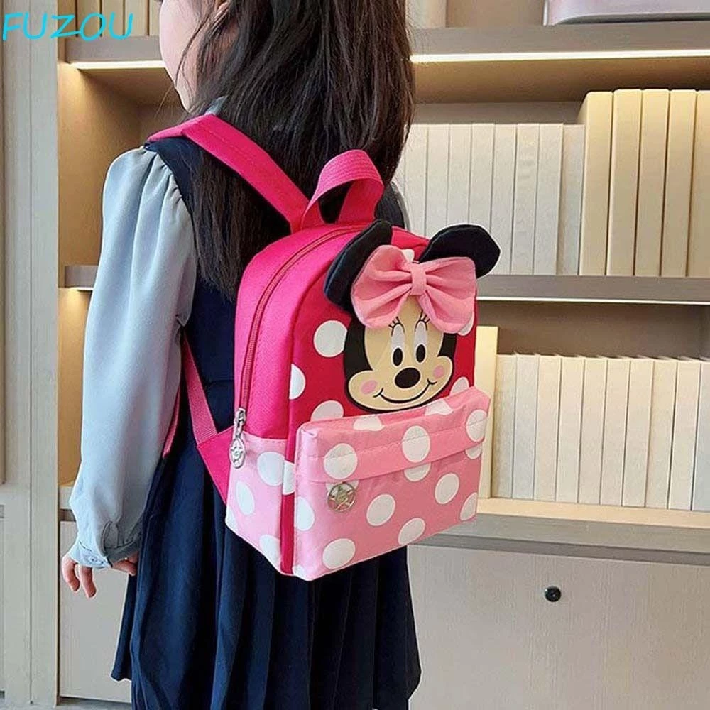 Túi đi học trẻ em FUJIZOU, Ba lô chuột Mickey Dots Minnie, Túi xách màu kẹo Kawaii Bowknot Túi đeo vai hoạt hình đi học