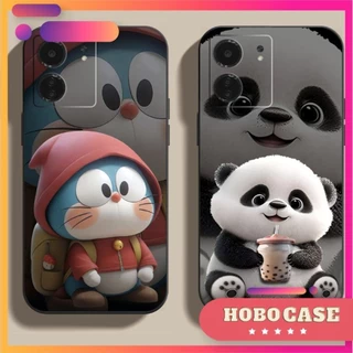 Ốp lưng Xiaomi Redmi 13C in hình Gấu, Thỏ, Doraemon cạnh viền vuông có bảo vệ camera