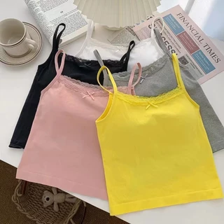 Hot Girl 's Liền Mạch Áo Vest Màu Trơn Thân Thiện Với Da Ren Camisole Nữ Tank Top