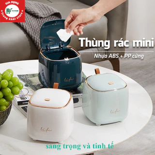 Thùng rác mini để bàn kiểu dáng hiện đại, sang trọng đựng đồ tiện dụng tiện lợi thông minh, chất liệu ABS cao cấp,