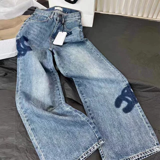 H45A CELINE 2023Autumn New High Waist Slimming and Straight All-Matching Wide Leg Women's Jeans