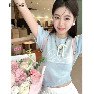 RUICHE áo phông áo thun nữ croptop baby tee xu hướng Casual Thời trang Popular WCS24403CZ 14Z240401