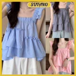 Áo 2 dây babydoll quai nhún điệu đà bánh bèo áo hai dây cánh tiên bèo lệch tiểu thư phong cách hàn quốc A181 SUTANO