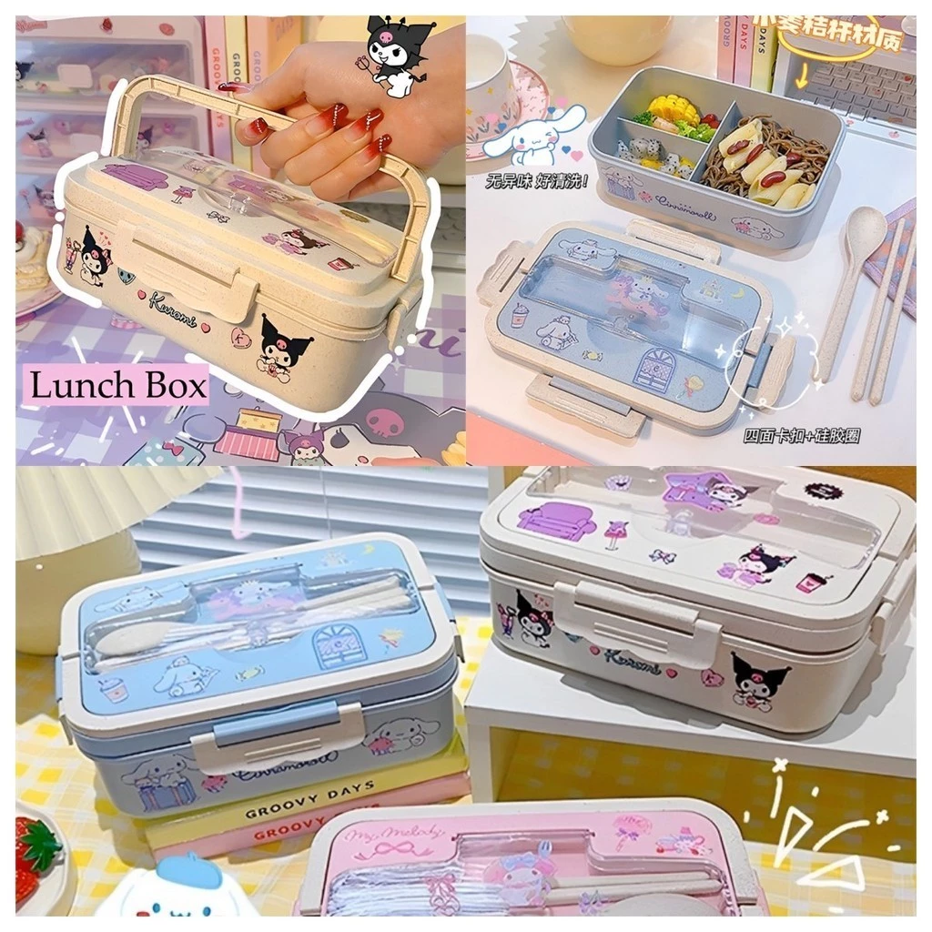 2024 Hot Ins Kuromi Hộp Cơm Trưa Bento Hộp Kawaii Anime Cinnamoroll My Melody Bảo Quản Thực Phẩm Kín Hộp Đựng Thực Phẩm Chống Rò Rỉ Dao Kéo Hoạt Hình Dã Ngoại Ngoài Trời