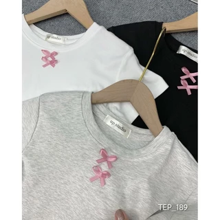 Áo baby tee nơ, áo thun baby tee ôm body, áo body đính nơ dễ thương